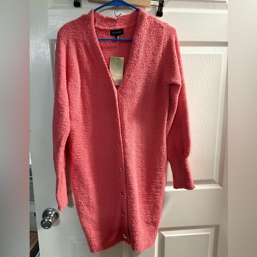 Beautiful Coquette NWT Pink Heart Buttoned Cardigan Size Medium